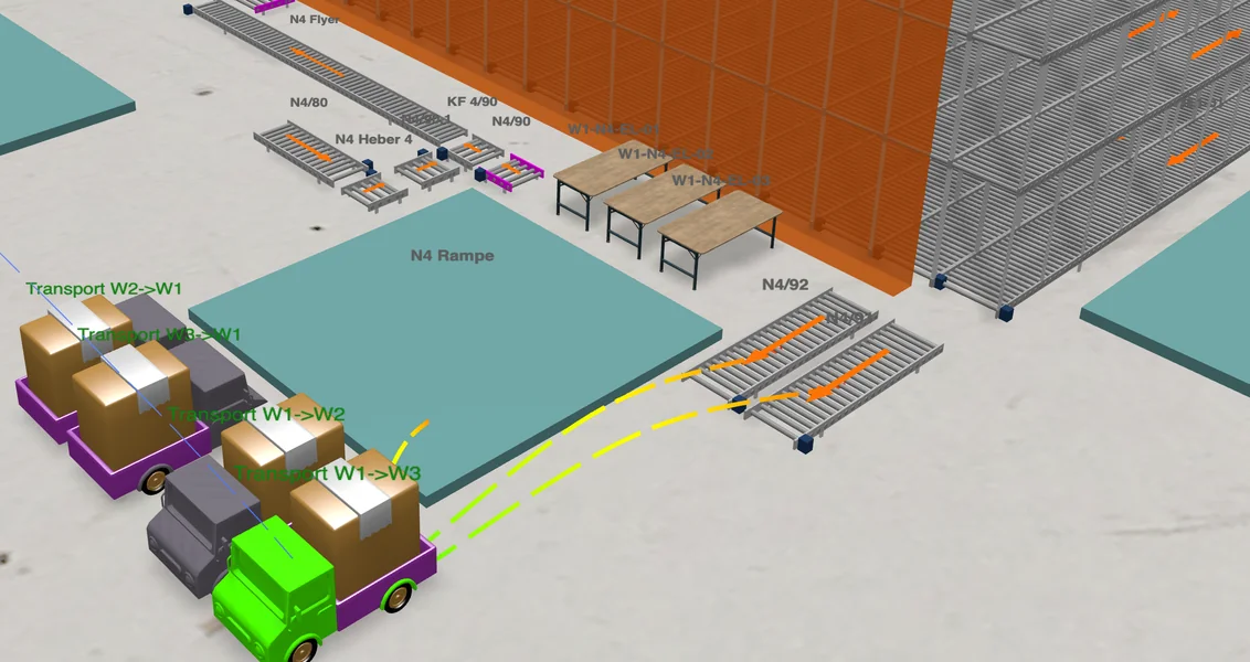 Zoones 3D loading dock with transport vehicles